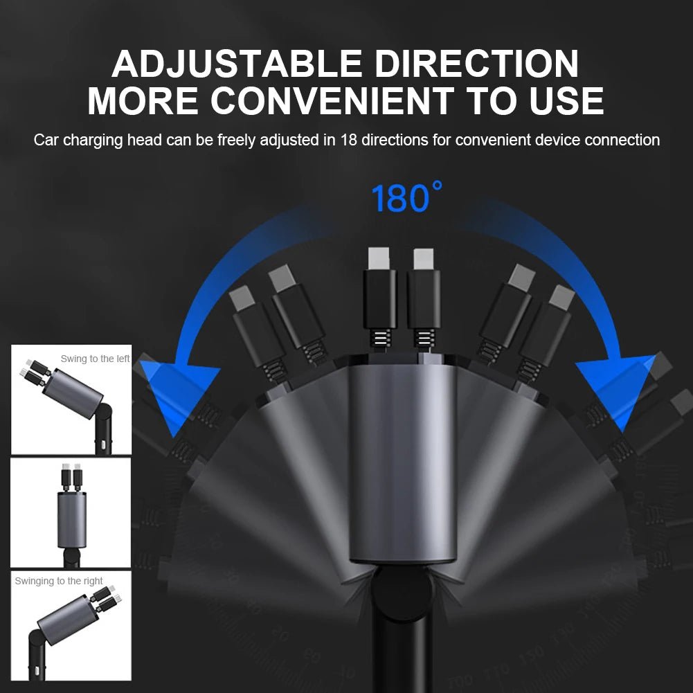 Buy - 120W 4 IN 1 Retractable Car Charger - Babylon