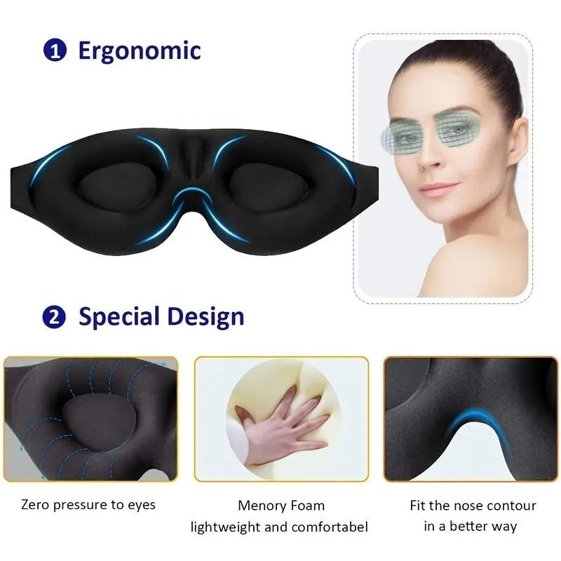 Buy - 3D Memory Foam Sleep Eye Mask - Soft & Comfortable - Babylon