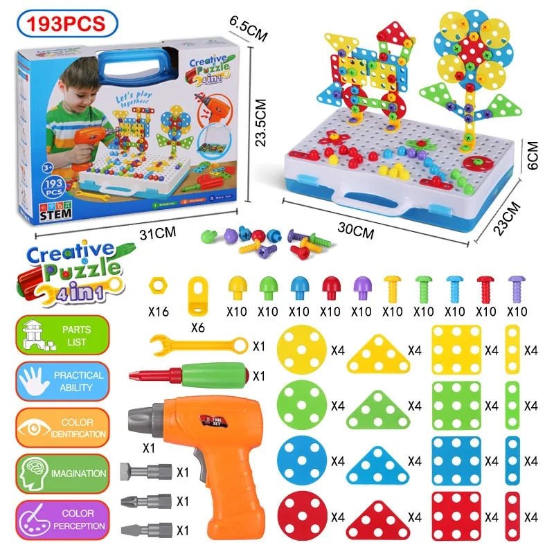 Buy - 3D Mosaic Puzzle Building Bricks with Drilling Screw Toys for Children - Babylon