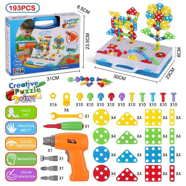 Buy - 3D Mosaic Puzzle Building Bricks with Drilling Screw Toys for Children - Babylon