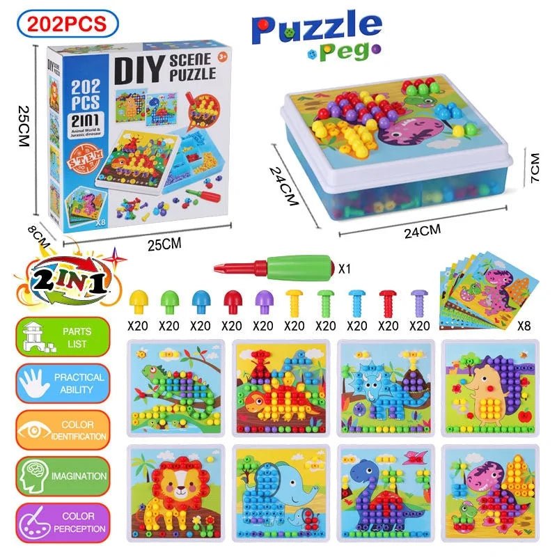 Buy - 3D Mosaic Puzzle Building Bricks with Drilling Screw Toys for Children - Babylon