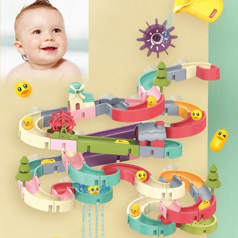 Buy - Baby Bath Toys DIY Slide Tracks Pipeline Yellow Ducks Bathroom Bathtub Play Rainbow Shower Water Educational Toys for Children - Babylon