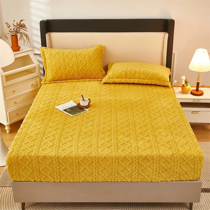 Buy - Cozy Yellow Velvet Fleece Winter Bed Sheet - Plush, Thick, and Warm - Babylon