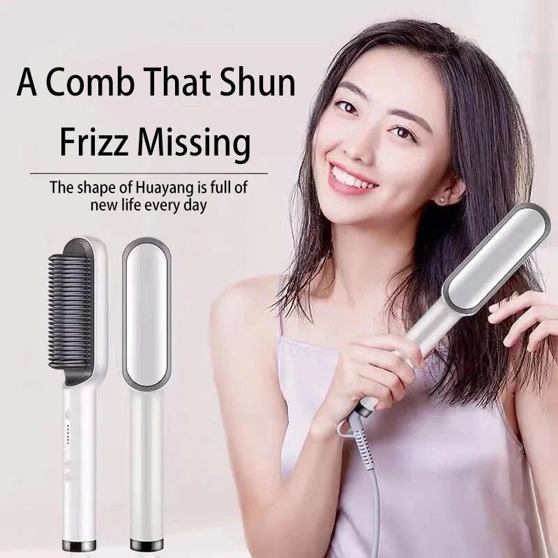 Buy - Electric Hair Straightener Brush Negative Ions Do Not Hurt Hair 5 Gear Temperature Thermostatic PTC Heating Electric Hair Brush - Babylon