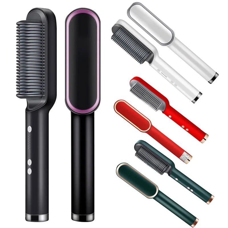 Buy - Electric Hair Straightener Brush Negative Ions Do Not Hurt Hair 5 Gear Temperature Thermostatic PTC Heating Electric Hair Brush - Babylon