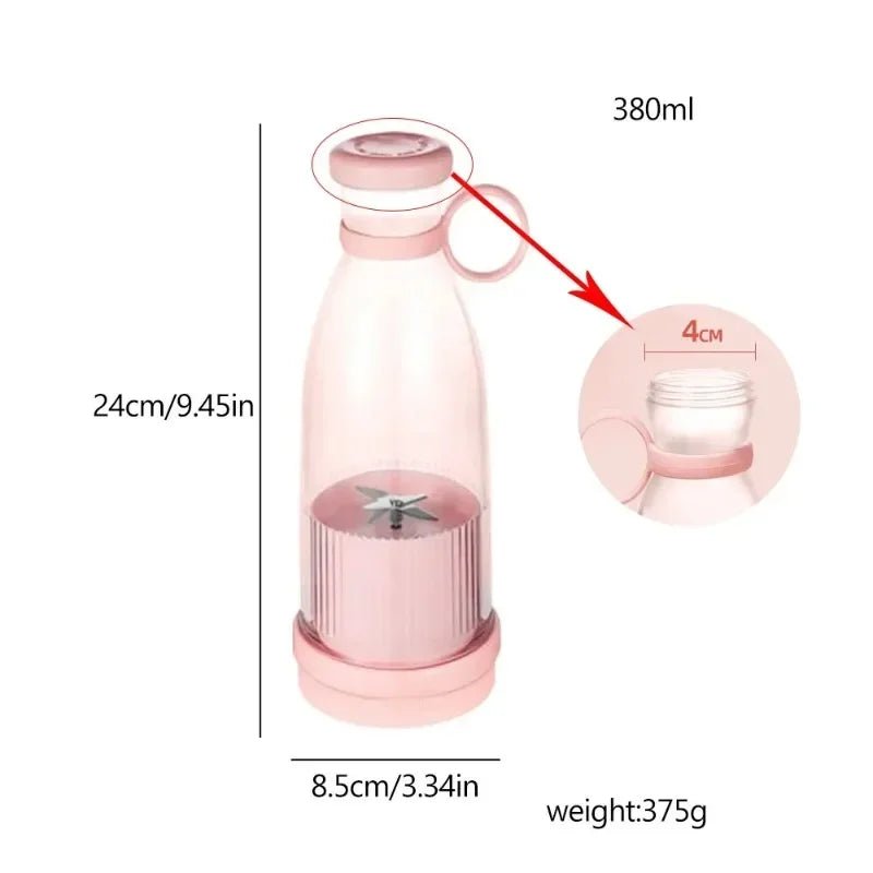 Buy - FreshJuice Portable Rechargeable Blender - Blue/Pink USB Mini Smoothie Maker for Fresh Fruit Juices, Fast Electric Mixer & Ice Crusher - Babylon