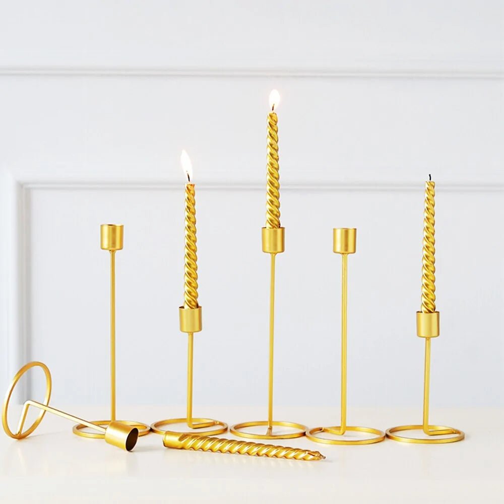 Buy - Gold Metal Candle Holders: Elegant Wedding & Party Decor - Babylon