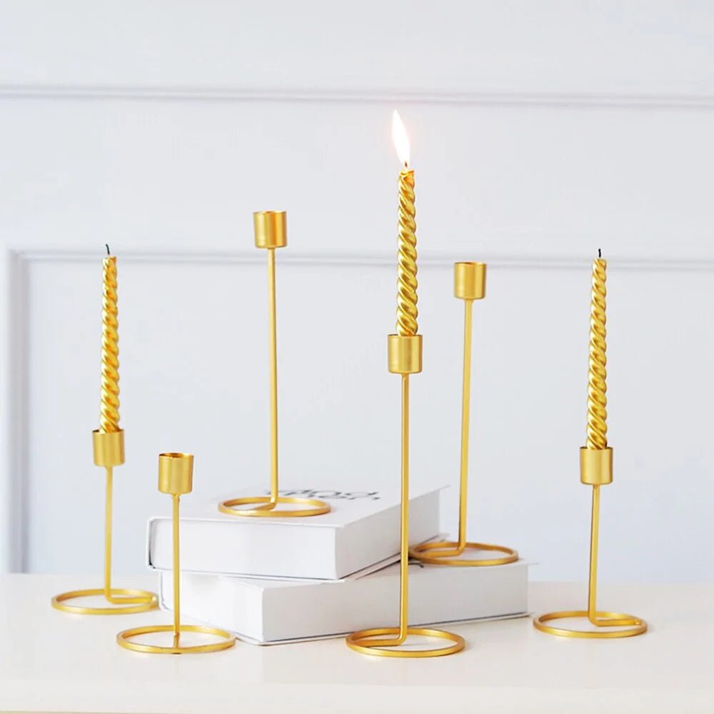 Buy - Gold Metal Candle Holders: Elegant Wedding & Party Decor - Babylon