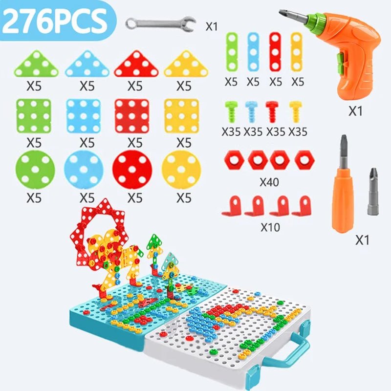 Buy - Kids Drill Screw Nut Puzzles Toys Pretend Play Tool Drill Disassembly Assembly Children Drill 3D Puzzle Toys for Boy - Babylon