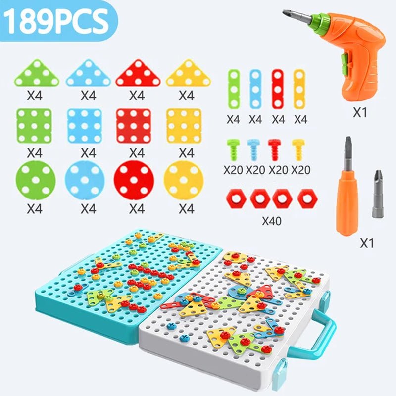 Buy - Kids Drill Screw Nut Puzzles Toys Pretend Play Tool Drill Disassembly Assembly Children Drill 3D Puzzle Toys for Boy - Babylon