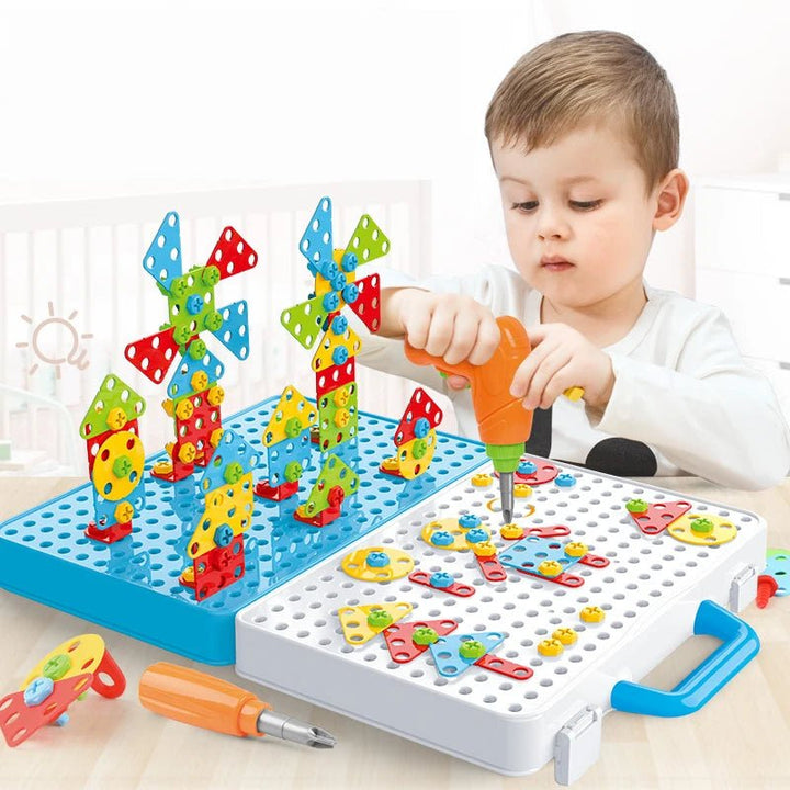 Buy - Kids Drill Screw Nut Puzzles Toys Pretend Play Tool Drill Disassembly Assembly Children Drill 3D Puzzle Toys for Boy - Babylon