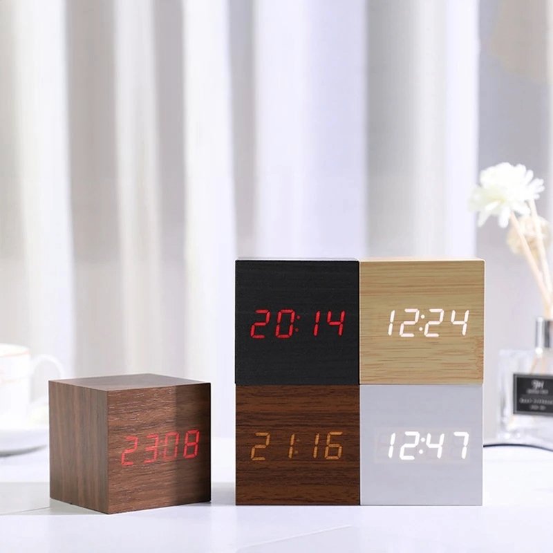Buy - Modern Wooden Digital Alarm Clock - USB/AAA Powered, Temperature Display, Desk Decor - Babylon