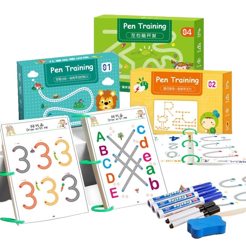 Buy - Montessori Pen Control Training Educational Toy Set - Children's Drawing Game for Learning Colors, Shapes, and Math Matching - Babylon