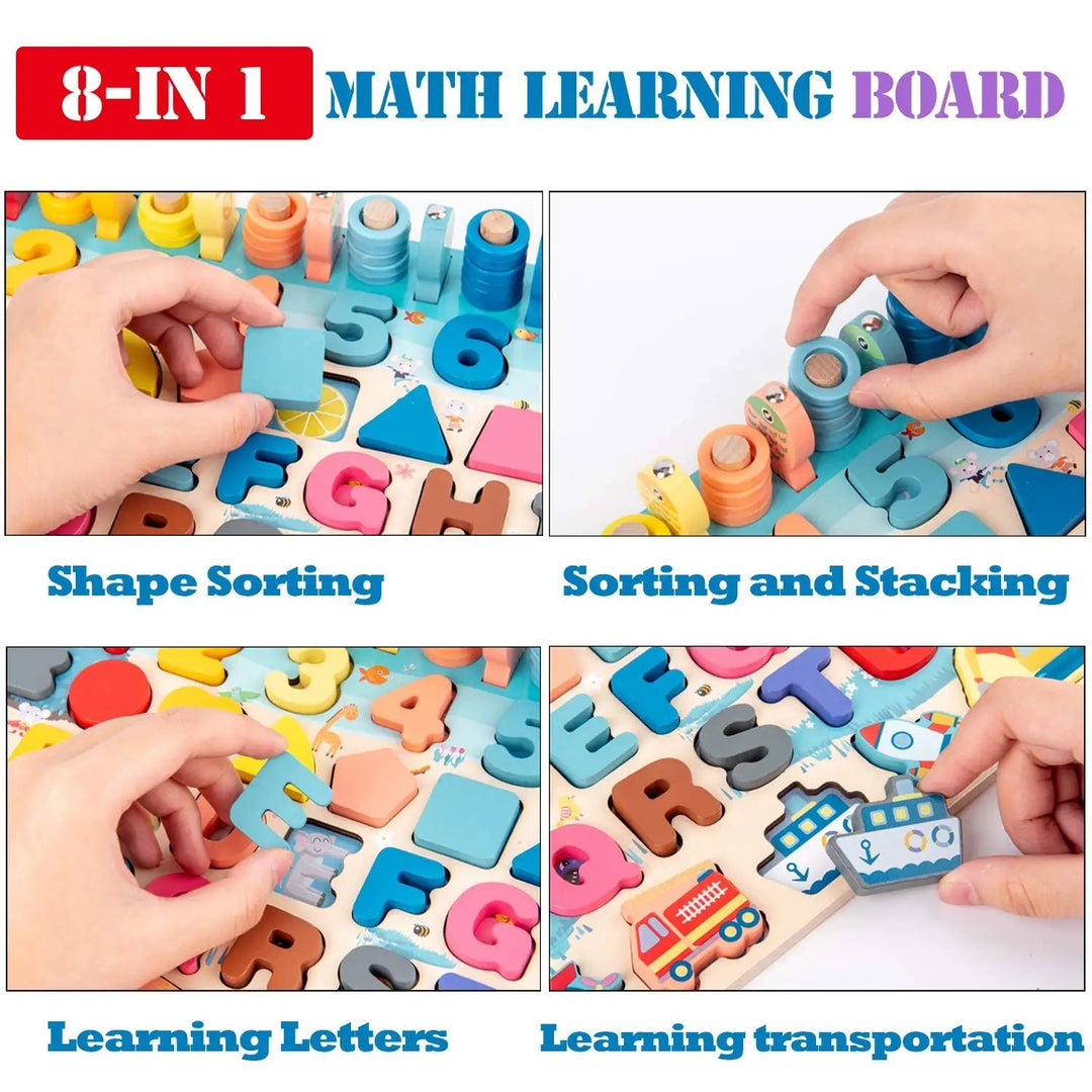 Montessori Wooden Busy Board Math Animal Shape Numbers Matching Fishing Educational Toy - Babylon