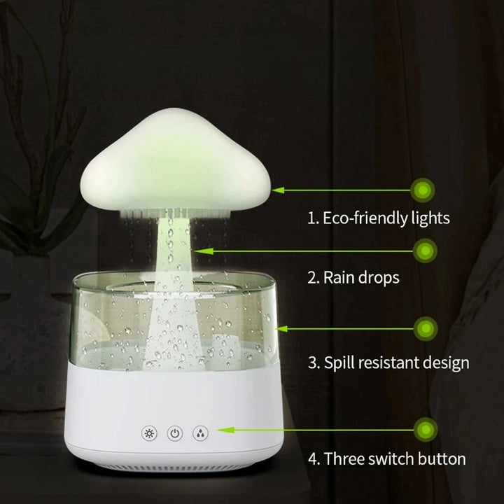 Buy - Mushroom Rain Air Humidifier & Aroma Diffuser - Soothing Rain Sounds & Colorful Night Lights - Babylon