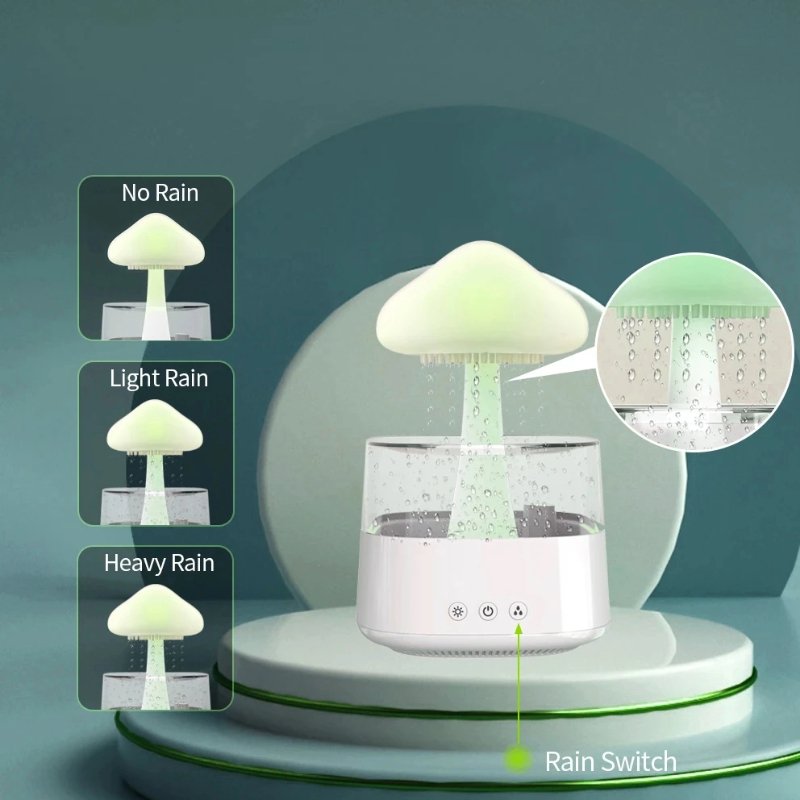 Buy - Mushroom Rain Air Humidifier & Aroma Diffuser - Soothing Rain Sounds & Colorful Night Lights - Babylon