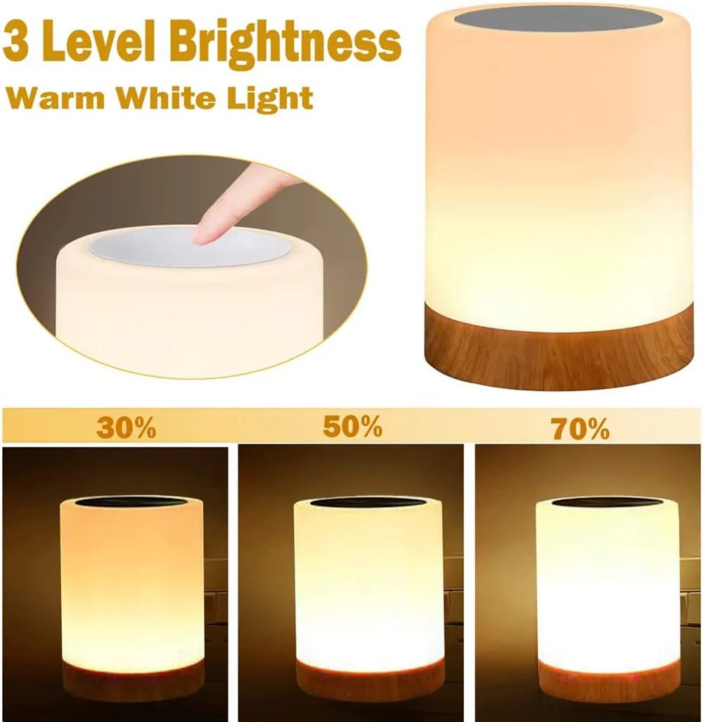 Buy - Night Light Touch Sensor Lamp Bedside Table Lamp for Kids Bedroom Rechargeable Dimmable Warm White Light RGB Color Changing - Babylon