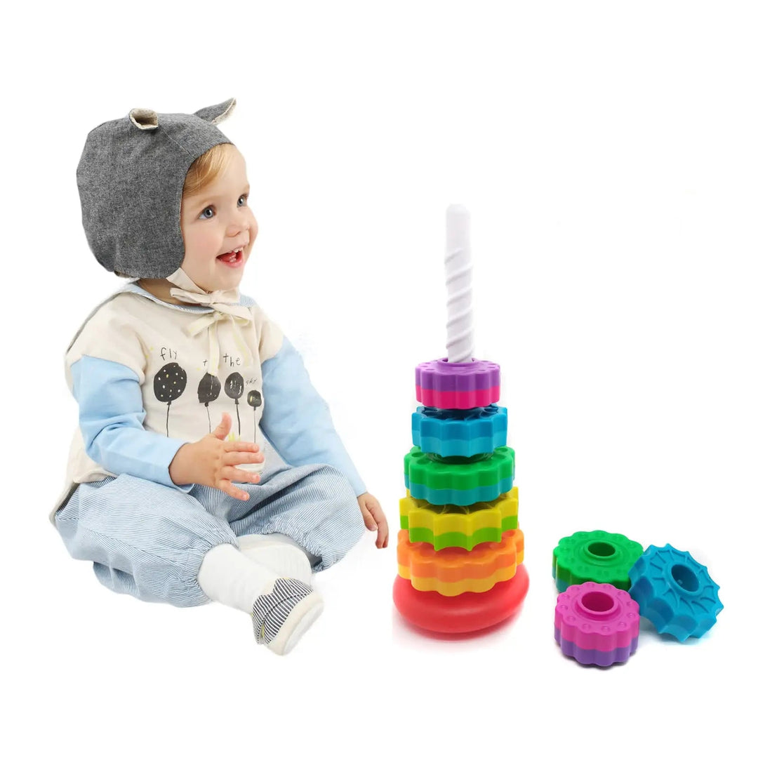 Buy - Stacking Rainbow Gears - Montessori Educational Sensory Toy for Kids, Toddler Motor Skills Stacking Tower - Babylon