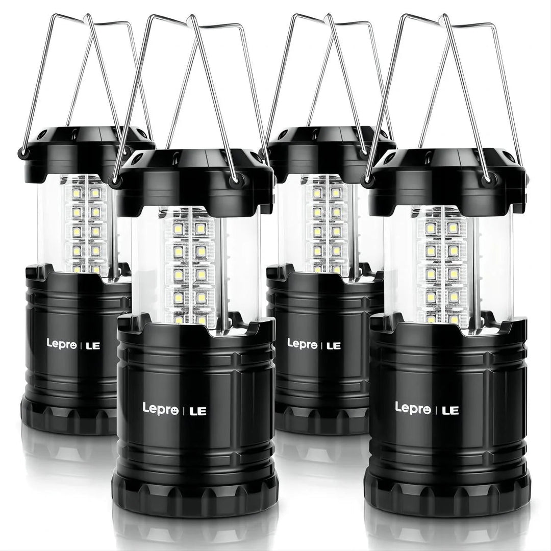 Super Bright LED Camping Lantern, Collapsible, Battery Powered, Water Resistant, Emergency Light, 4-Pack - Babylon