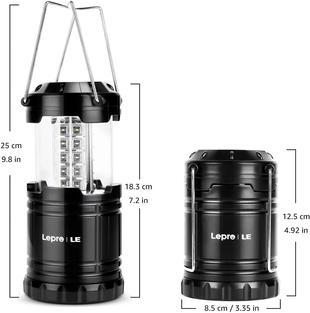 Super Bright LED Camping Lantern, Collapsible, Battery Powered, Water Resistant, Emergency Light, 4-Pack - Babylon