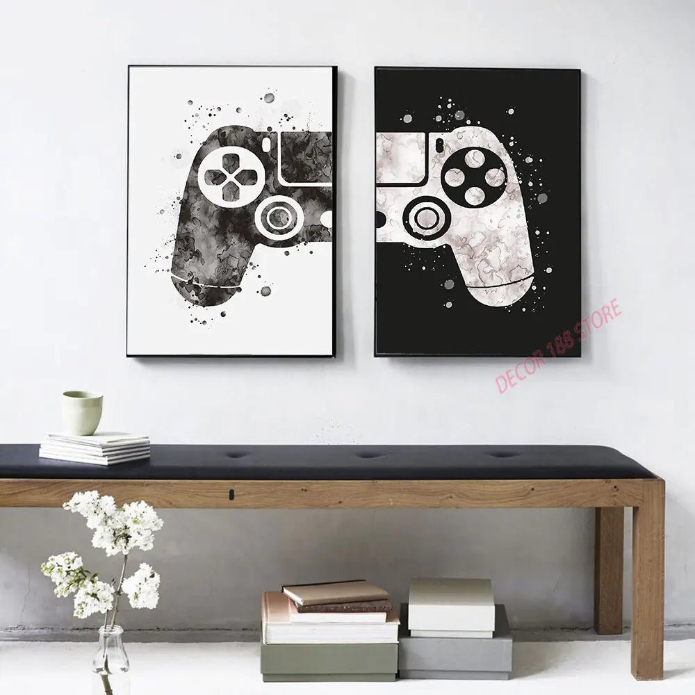 Buy - Video Game Prints Black White Posters Teen Boy Bedroom Decor - Babylon