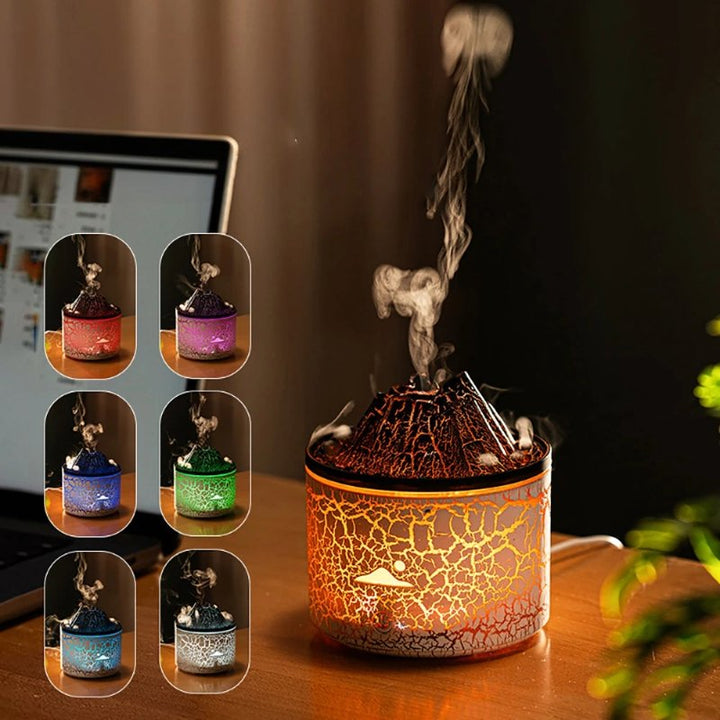 Buy - Volcano Diffuser Essential Oils Jellyfish Cool Mist Air Humidifier Flame Aroma Diffuser for Bedroom Smell for Home 180Ml 7 Color - Babylon