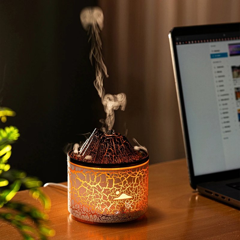 Buy - Volcano Diffuser Essential Oils Jellyfish Cool Mist Air Humidifier Flame Aroma Diffuser for Bedroom Smell for Home 180Ml 7 Color - Babylon