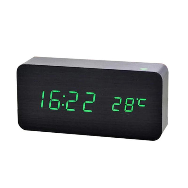 Buy - Wooden Digital Alarm Clock with LED Display and Temperature for Home & Office - Babylon